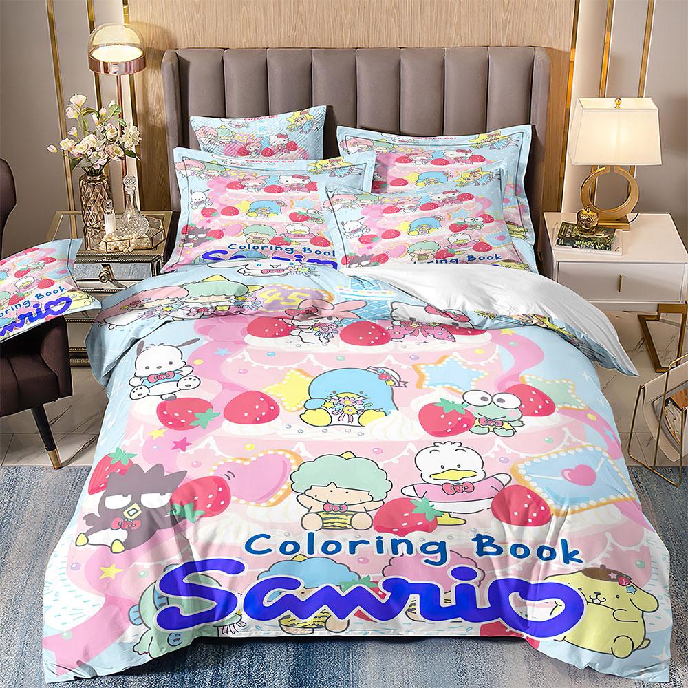 Niedliche Cinnamoroll Bettwäschesets Steppdecke Bettbezug Bettdecke Bettbezug Kissenbezug 2-3-teilige Sets Teenager Kindergeschenke