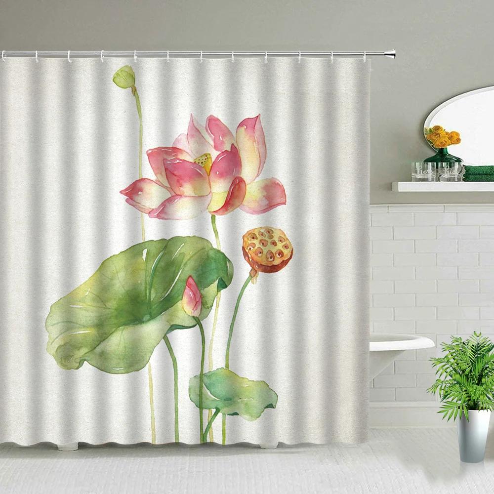 Sunflower Flower Wood Grain Plant Scenery Bathroom Shower Curtain Cactus Butterfly Bee Floral Landscape Bath Curtains With Hooks