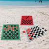 Checkers Board Game Set Draughts 3 in 1 Indoor Outdoor Yard Tic TAC Toe