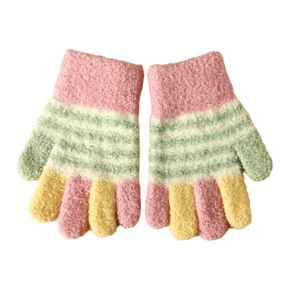 Plyšové Dětské Pletené Rukavice Zesílené Větruodolné Rukavice Dětské Rukavice s Plnými Prsty Venkovní Sporty