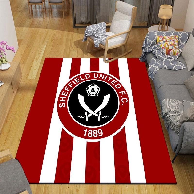 Sheffield United Flannel Pattern Square Carpet,Area Rug,Carpet Rug for Living Room Bedroom Sofa Playroom Decor,Non-slip Floor Mat