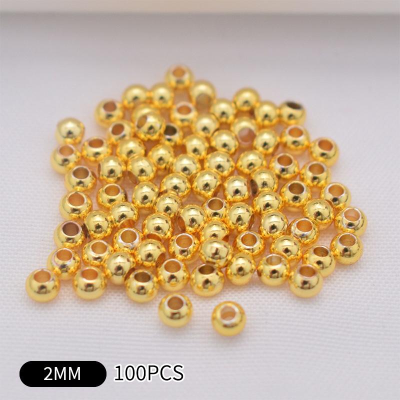 100Pcs  Gold Plated Ball Crimp End Beads,Crimps Beads,2Mm 2.5Mm 3Mm Stopper Spacer Beads For Diy Jewelry Making Supplies