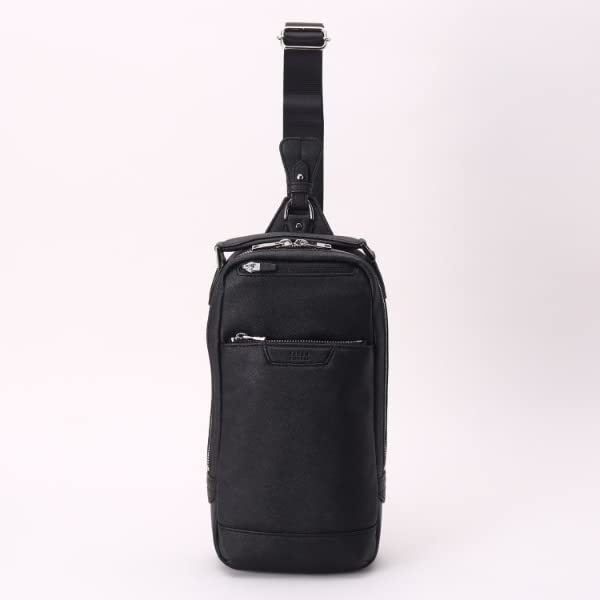 Takeo Kikuchi Men's Slim-Density One-Shoulder Bag (G8701062) in Saffiano-Style Black (019) 00 (FREE)