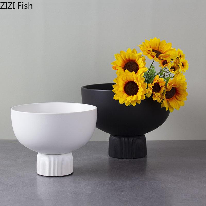 Minimalist Black and White Ceramic Vase Plant Pots Table Decoration Flowers Arrangement Flower Vase Room Aesthetic Decor