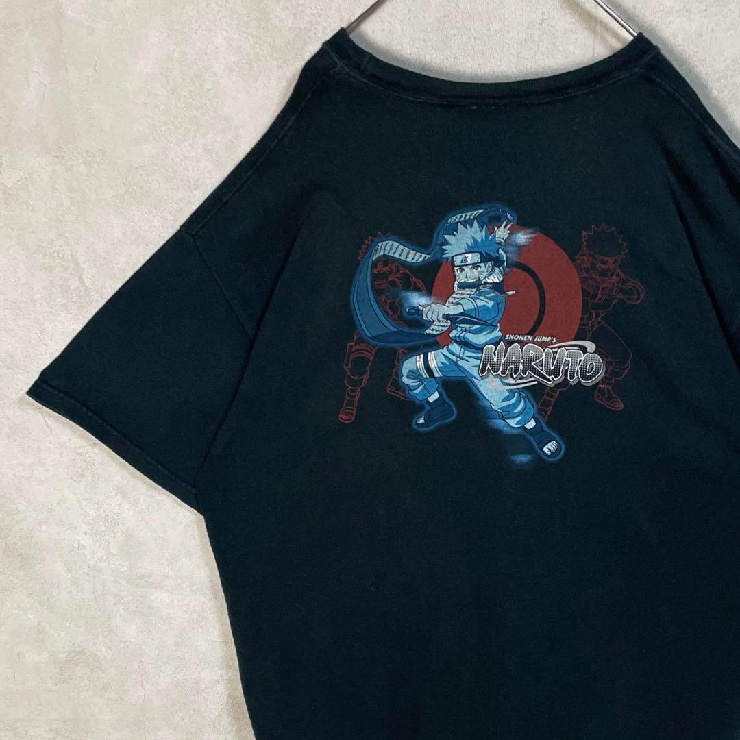 

[USED] Vintage 2000s Naruto Short Sleeve Shirt, Anime, Manga, Konoha, Black, Part 2