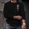 Men's Long Sleeve T-shirts Poker Printed Loose O-neck Tops Oversized Daily T Shirt For Men Tees Shirt Men Clothing