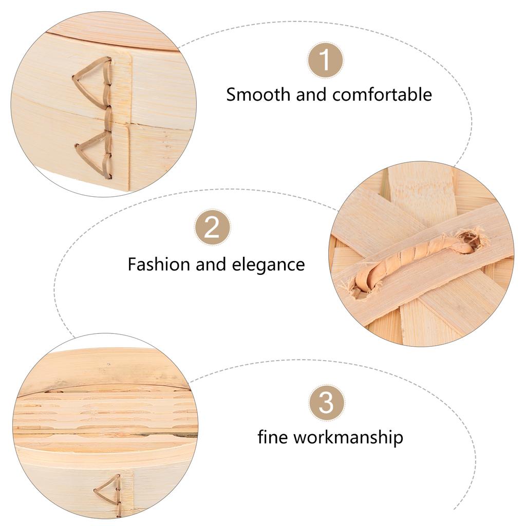 1 juego de vaporera de bambú hecha a mano, vaporera de alimentos para cocina con tapa, herramienta de cocina, vaporera de cocina, vaporera multifuncional