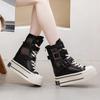 Fashion 12CM Hollow Patent Leather Summer Breathable Buckle Wedge Platform Wedge ZIP Fashion Sandals Casual Knee High Ankle Boots Shoes
