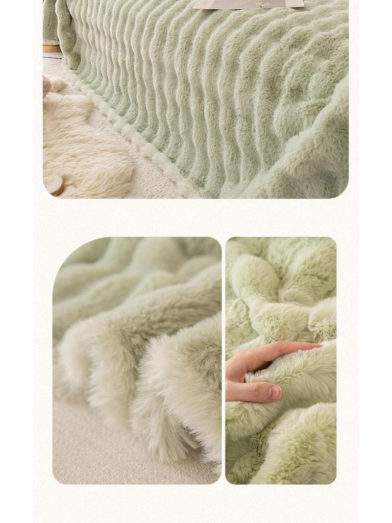 Verdickter Sofaüberwurf aus Kaninchenfellfleece – Weich, flauschig, fusselt nicht und wärmt für Herbst und Winter