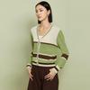 Tato Women's V-Neck Contrast Stripe Knitted Cardigan