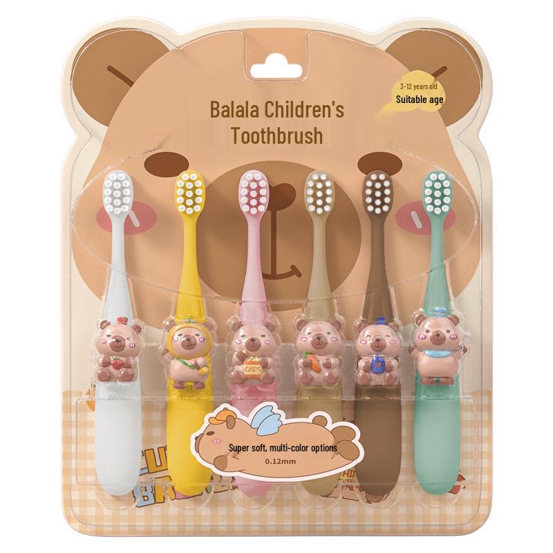 Capybara Soft Bristle Toothbrush for Children and Infants (Ages 3-12) 6-pack