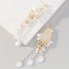 Exquisite White Flower Design Dangle Earrings Elegant Simple Style Alloy Jewelry Wedding Accessories