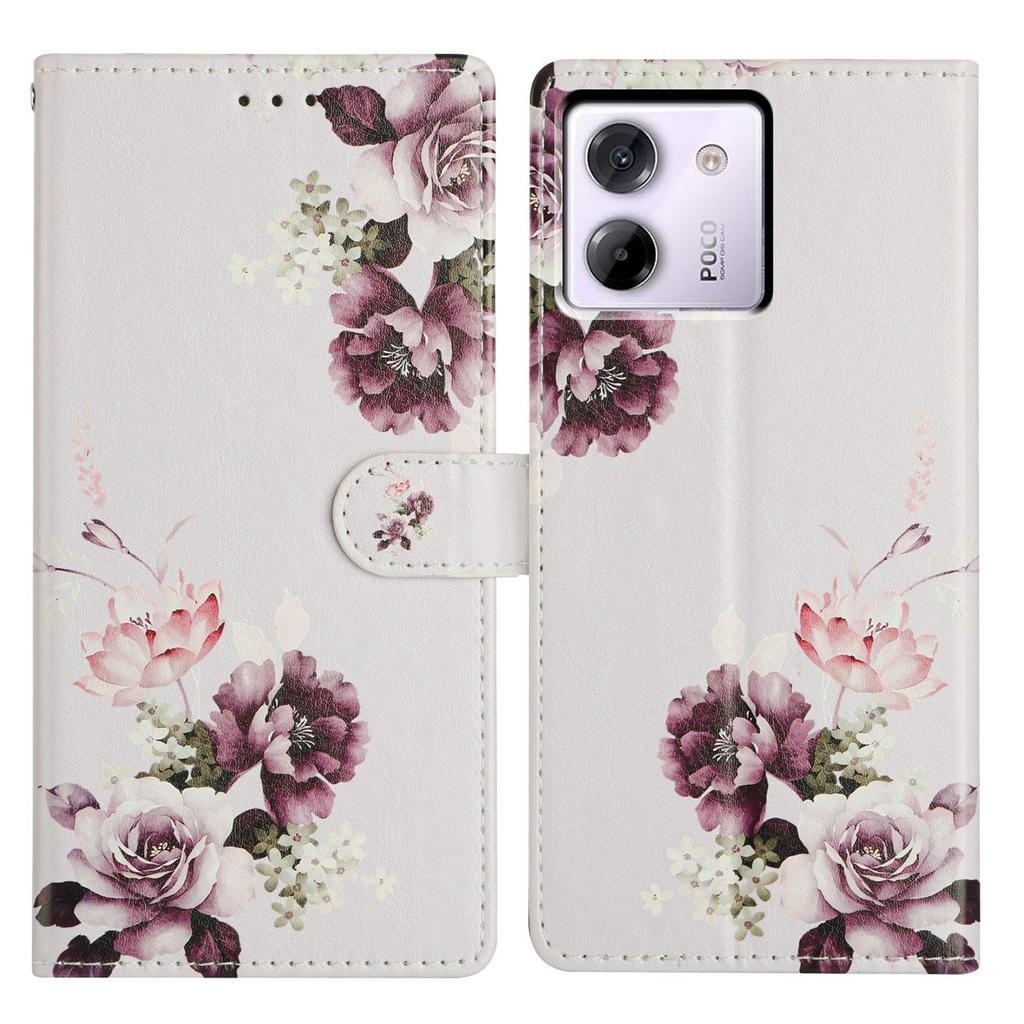 Für Xiaomi Poco M7 Pro 5G Hülle Musterdruck Brieftasche Ständer Flip Leder Handyhülle mit Riemen