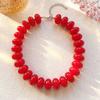 Vintage Bunte Perlenkette Harz Klobiger Acryl-Choker Bohemia Dopamin Statement Schlüsselbein-Kette Damen