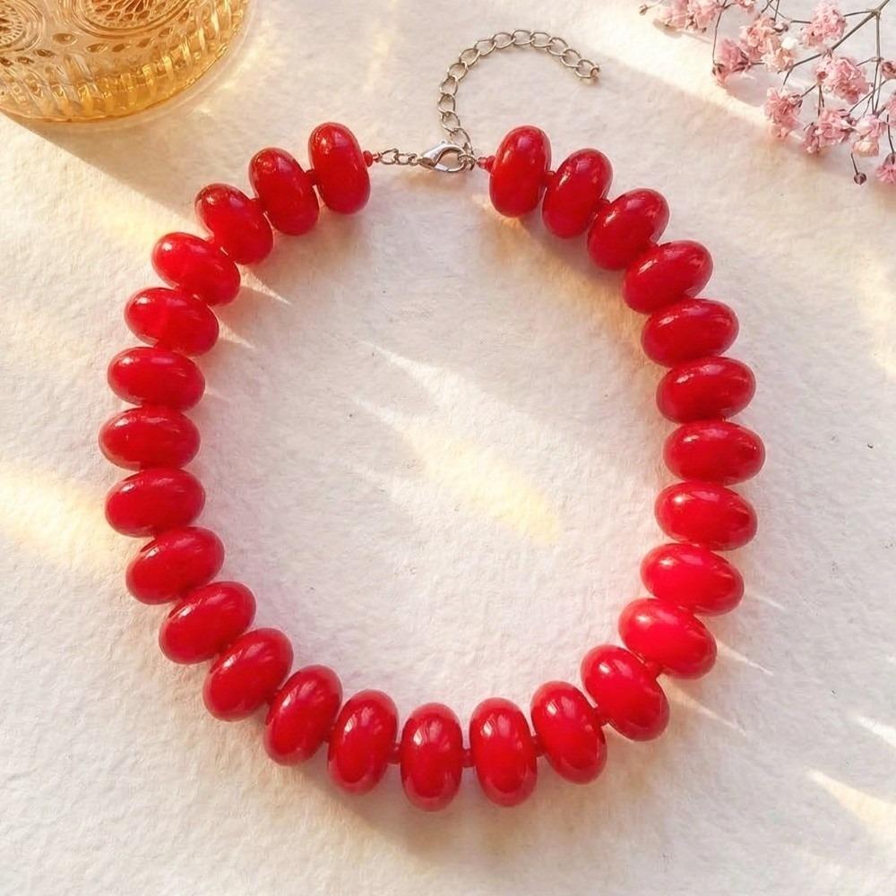 

Chunky Acrylic Choker Colorful Statement Clavicle Chain Boho Beaded Necklace Women червоний