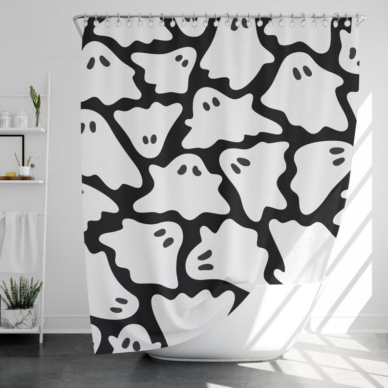 

Cute Ghost Shower Curtain With 12 Hooks, 100% Waterproof, Bathroom Decor, Housewarming Gift W60H190(CM)-1 Pcs