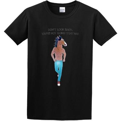 BoJack Horseman Ne Regarde Pas Derrière Tu Ne Vas Pas Par Là T-shirt Noir Homme Tee Unisexe Vêtements