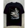 European Size Skull Fishing Pattern Printed T-shirt, Spring and Summer Round Neck Short Sleeved Men's T-shirt,and Breathable Casual Sports Top