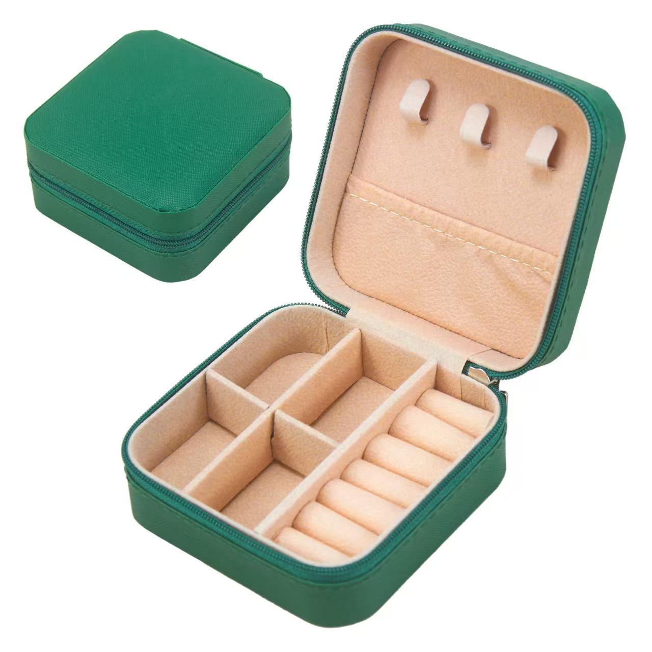 

Korean version of simple jewelry box, ring, earrings, trinkets, storage box, travel portable small square box, spot. S зелёный