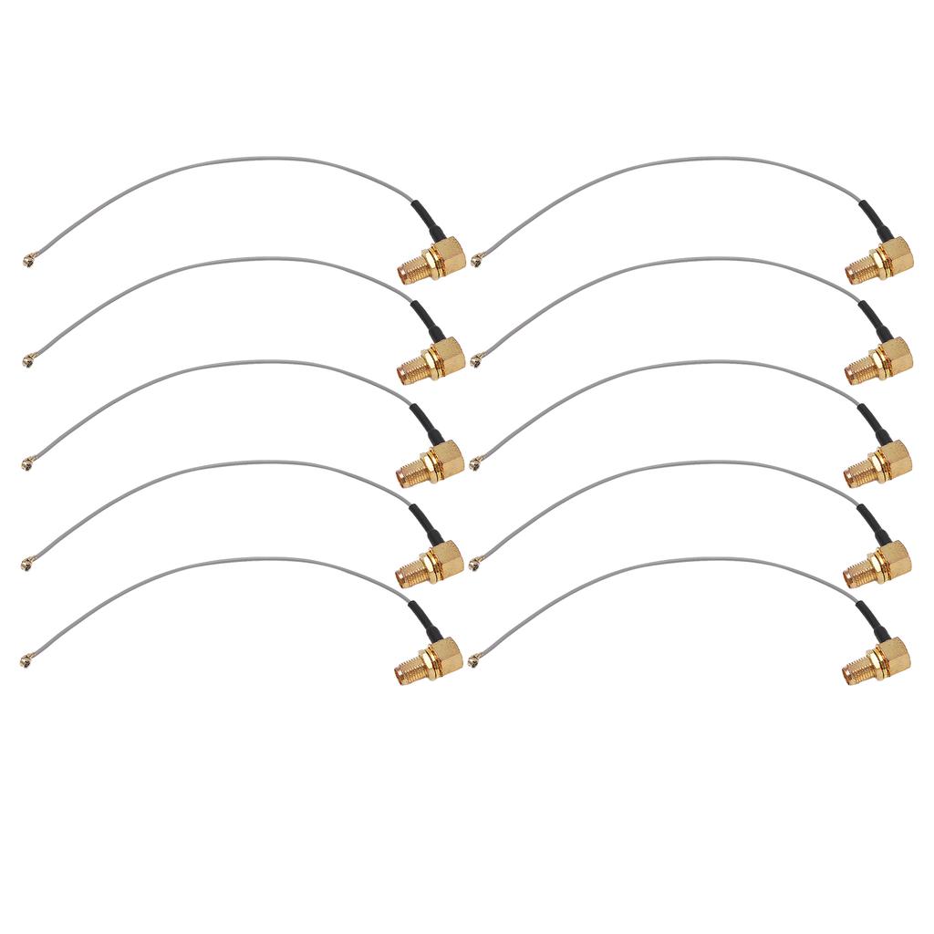 10Pcs RF Coaxial Cable Right Angle SMA Female Head to IPX Coax Line Connector Set Kit