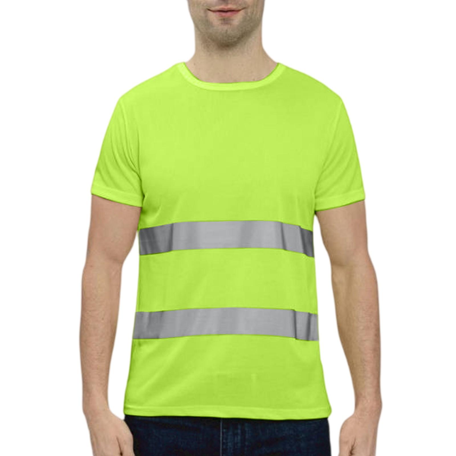 

Мужская быстросохнущая светоотражающая одежда с круглым вырезом для строительства, охраны окружающей среды, санитарии, безопасности, строительства, труда, светоотражающая рабочая одежда с короткими рукавами M