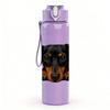 1PC Black Brown Dachshund Bust 750ml Color Plastic Sports Water Bottle Leakproof Flip Straw Lid For Sports Office Home Use