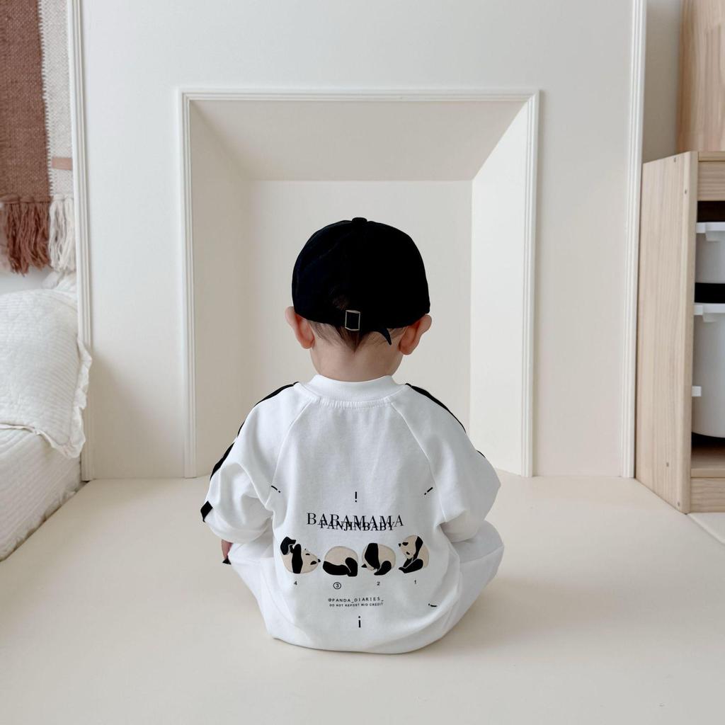 Baby Cotton Romper: Panda Long Sleeve Onesie for Infants and Toddlers
