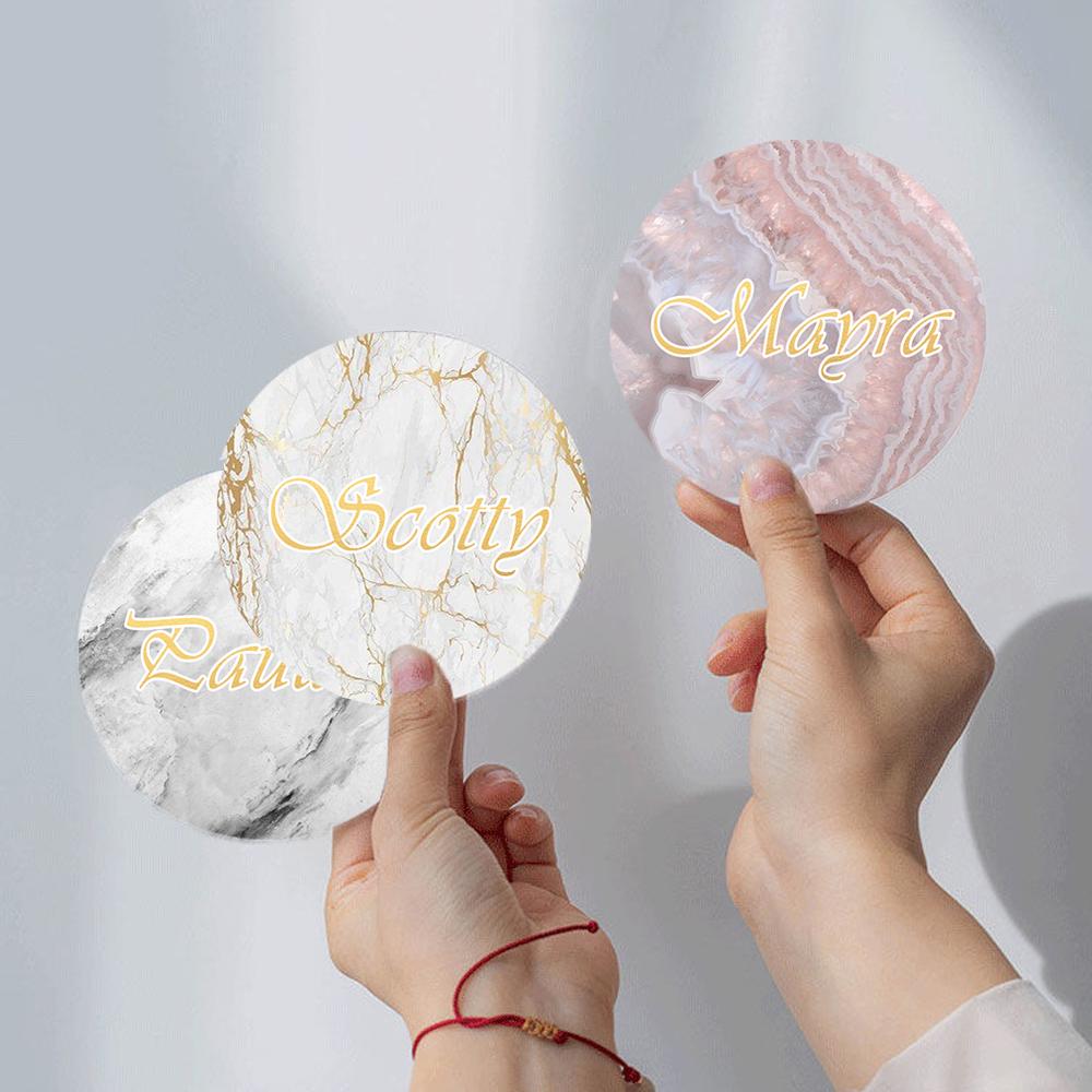 Personalised Marble Coasters Customised Gift Housewarming Room Bar Decor Marble Style Custom Name Ceramic Coaster Sets