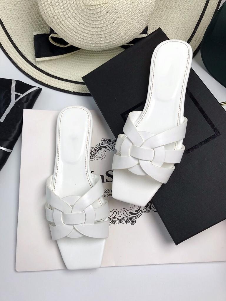 European and American genuine leather women's flat slippers, flat-heeled women's shoes, flip-flops, large-sized sandals