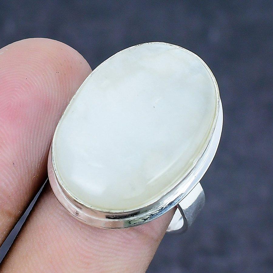 Natural Mother Of Pearl Gemstone 925 Sterling Silver Jewelry Ring Size 9 ETC-13521