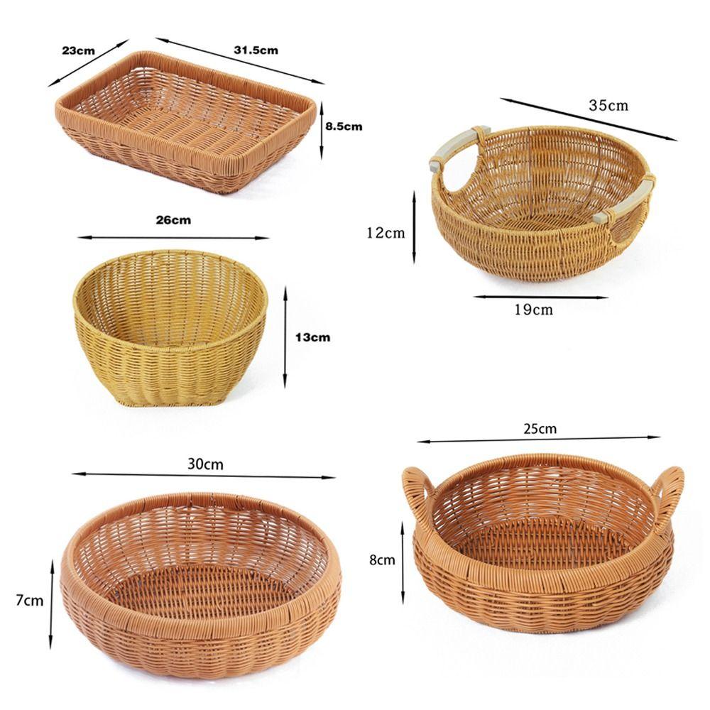 Woven Texture Woven Storage Basket Boho Style Bread Tray Vintage Wicker Basket  Coffee Shop