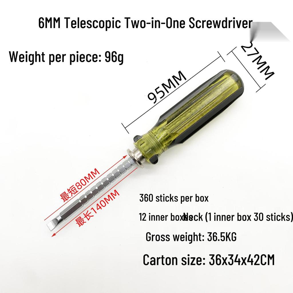 Transparent Retractable 2-in-1 Flathead & Phillips Multi-Function Screwdriver