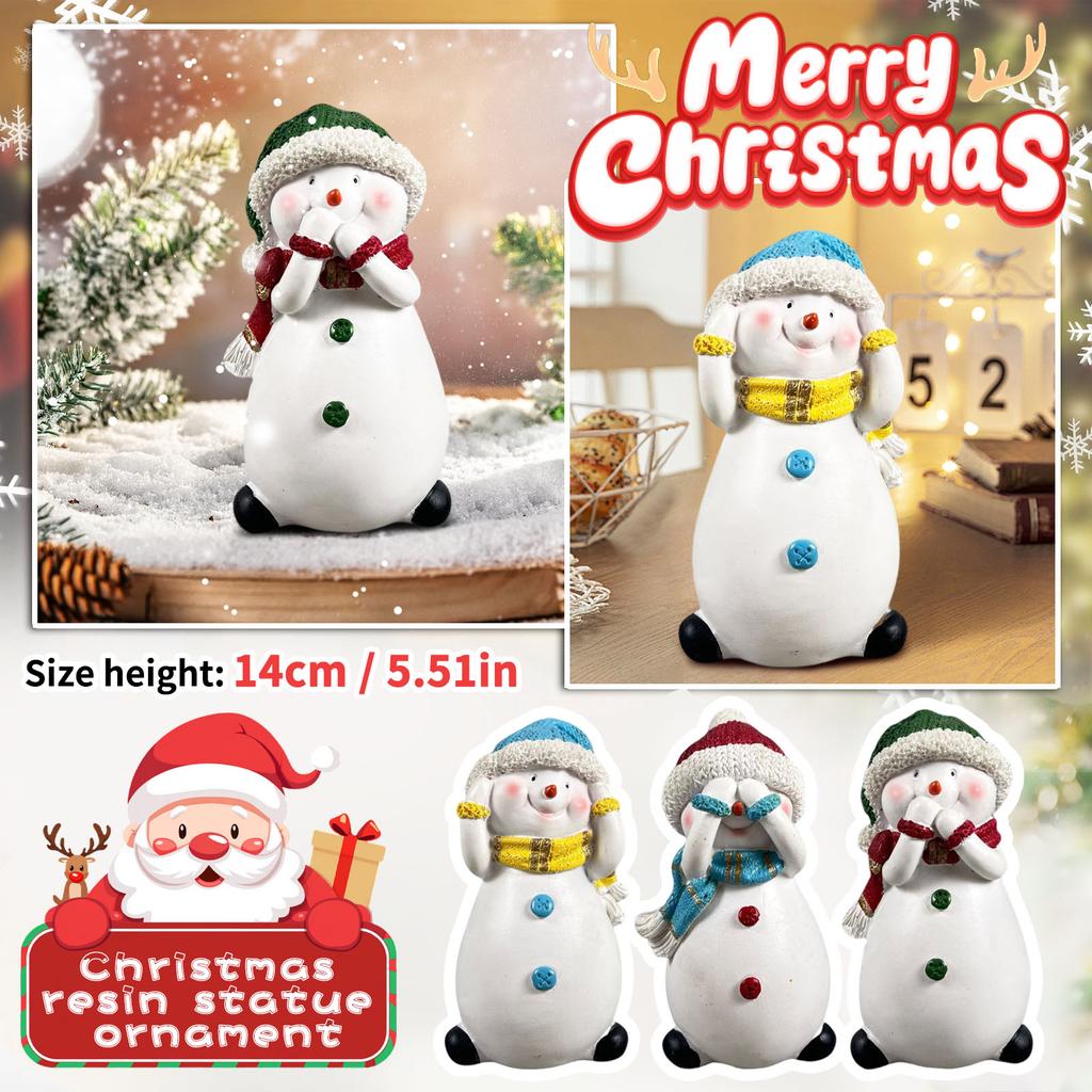 Christmas Snowman Family Statue Christmas Winter Decoration Christmas Resin Christmas Snowman Interior Decoration Statue