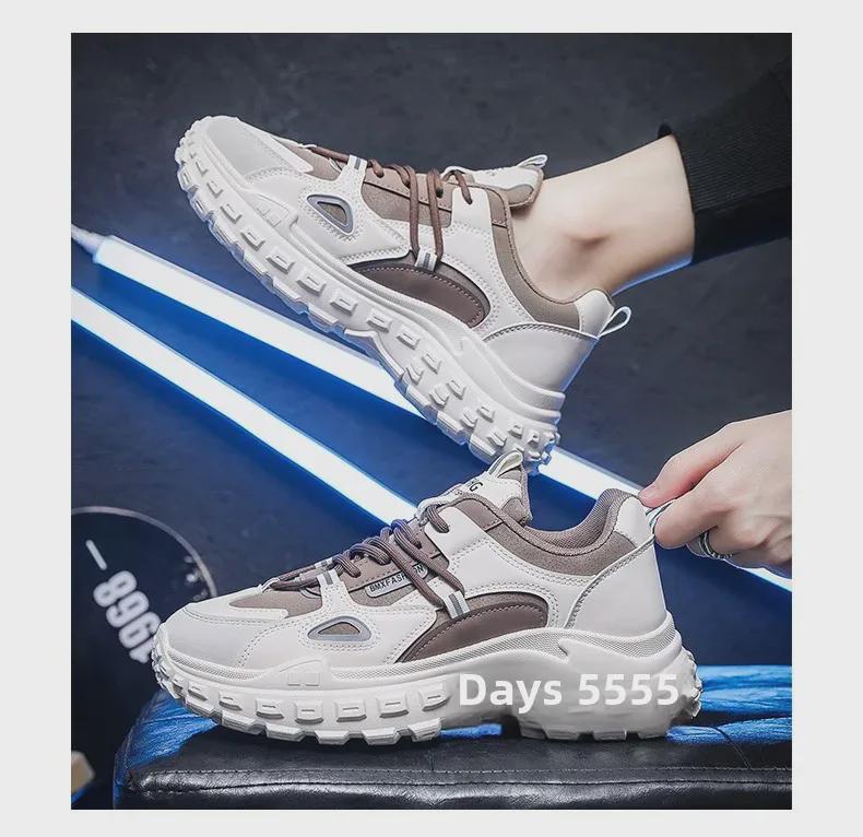 2024 Autumn Men's Breathable Sports Shoes - Korean Style, Non-Slip, Thick-Soled, All-Match Dad Sneakers