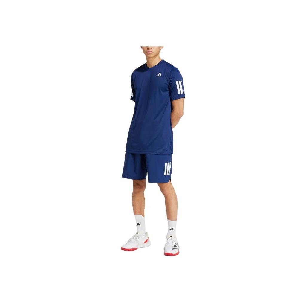 Adidas Tennis 3-Streifen SS25 Club Bequemes Kurzarm-T-Shirt Herren Tops Dunkelblau JN5730