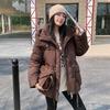 Winter New Medium and Long Pinghu Down Jacket Women's Leisure Thickened Waist Hooded Warm High-end