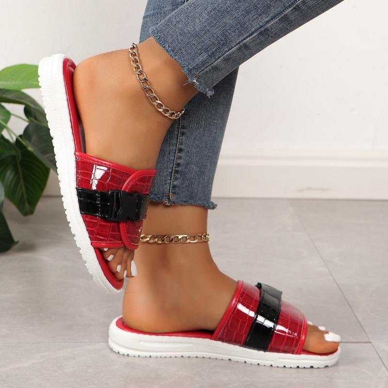 Fashion 2024 New Summer Flat Bottom Slippers Women's Beach Casual Large Slippers Female Peep Toe Shoes Zapatillas Mujer Women Shoes