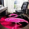 1pcFlamingo Neon Office Round Area Rug, Indoor Mat Suitable ForOffice, Under Office Chairs Bedroom Living Room Home Decor, Room Deco 052