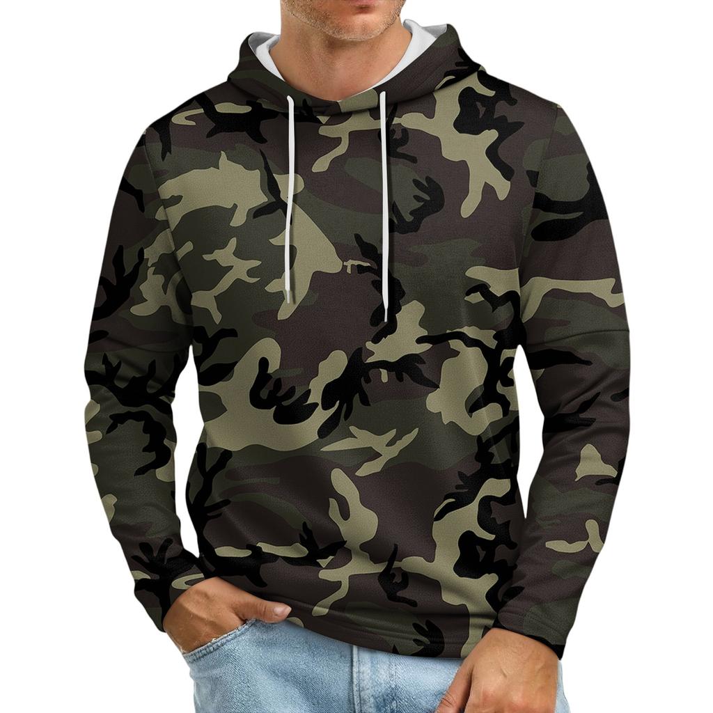 Men's Loose-fitting Casual Camouflage Print Hooded Sweatshirt