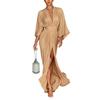 2026 European and American women's fashion dress pleated evening dress elegant split temperament long dress