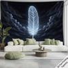 Feathers floating in the starry sky Digital printing polyester wall tapestry suitable for use in living rooms offices bars party