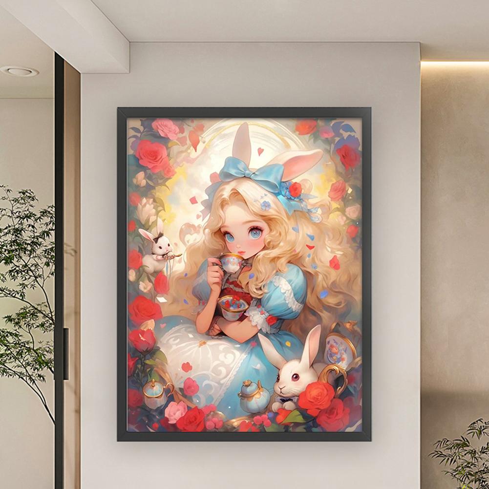 Full Embroidery cotton Thread 11CT Sweet Bunny Girl Cross Stitch Kit 50x65cm