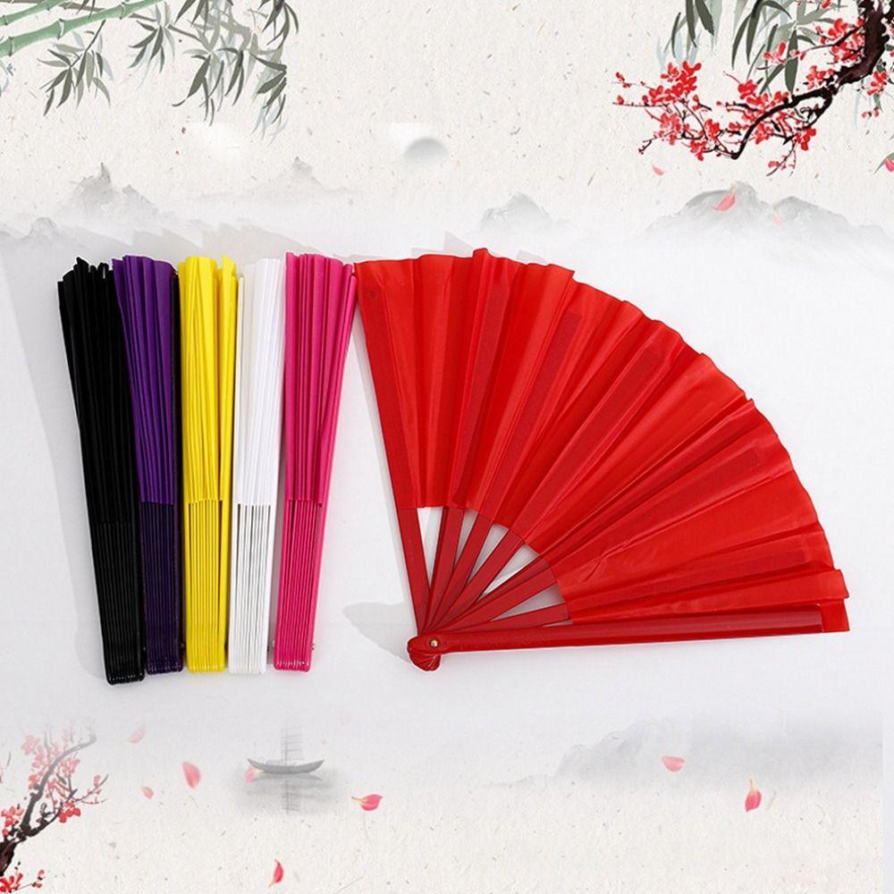 Plastic Bone Chinese Tai Chi Yoga Kung Fu Fan 10 Styles Hand Folding Stage Fan  Wedding Party Decor
