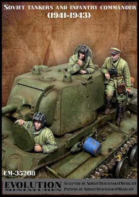 Evolution Miniatures 1/35 Scale Resin Kit EM-35208: WWII Russian Red Army Tank Crew & Sniper Commander Set, 1941-1943
