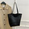 Large Capacity Bag For Women Pu Leather Handbag Designer Bucket Shoulder Bag Female Top Handle Tote Simple Travel Bag Black