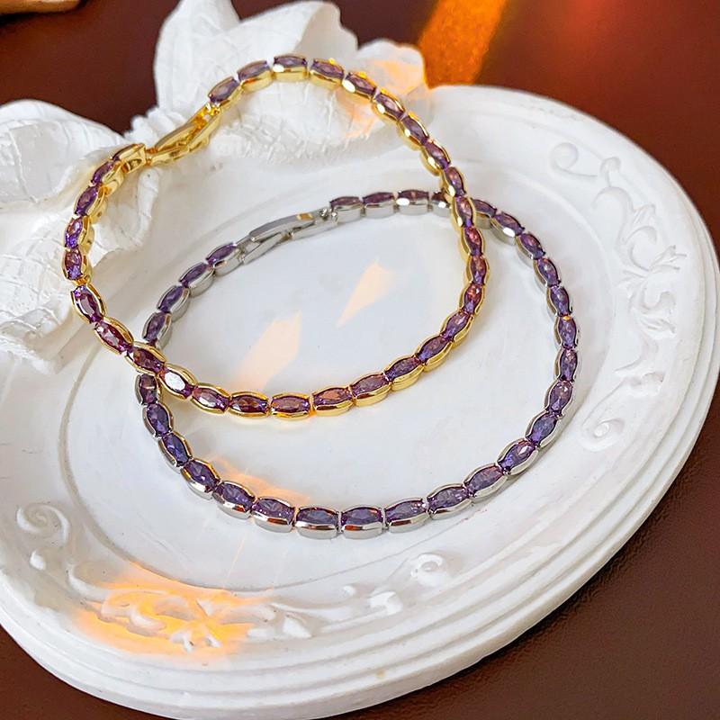 Geometric Zircon Crystal Bracelet Women Gold Plated Minimalist Fashion OL Style Statement Jewelry