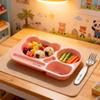Large Capacity Dinner Plate For Kids Cartoon Plastic Divided Fruit Salad Plate Reusable Breakfast Food Plate Microwave Heatable