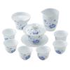 Porcelain Kung Fu Ceramic Gaiwan Tasting Household Simple Blue and White Tea Cup Gift Box Set Customizable Log