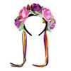 Floral Hairband Rainbow Rose Hair Hoop Halloween Decorative Tassels Role Play Costume Proms Party Live Show Headwear