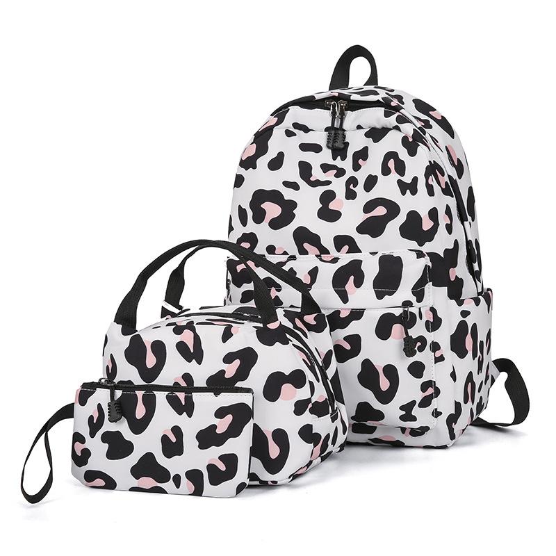 Schoolbag backpack, college student capacity, casual printing three-piece lunch bag, light weight for primary and secondary school students